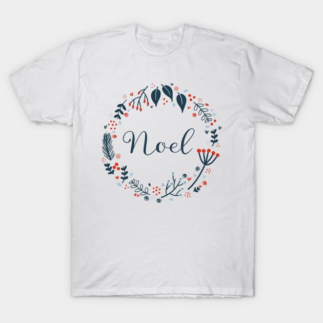 Noel Holiday Wreath T-Shirt by KathrinLegg